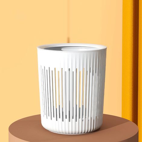 Poubelle creuse à grande capacité avec anneau de pression, panier de rangement pour déchets, blanc, pour salon, chambre, cuisine ou bureau (1/5)