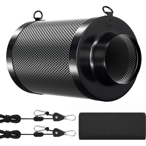 Wolketon Filtre à charbon actif 100250mm, filtre carbone anti odeur pour box de culture extracteur gaine avec préfiltre (1/5)