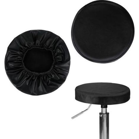 (34 cm de diamètre) Ensemble de 2 housses de tabouret de bar rondes en similicuir imperméables pour bar, cuisine, restaurant (1/4)