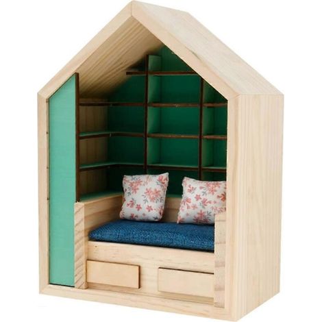 Allauve – Étagère anti-stress en bois avec 2 coussins – Compacte pour bureau – Design léger et décoratif – Bibliothèque pour rangement livres miniatures