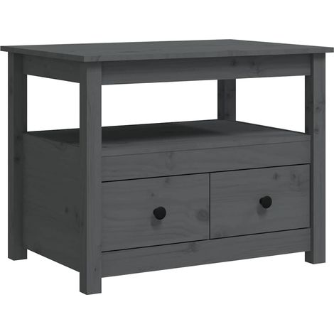 Maison Exclusive - Couchtisch Grau 71x49x55 cm Massivholz Kiefer (1/5)