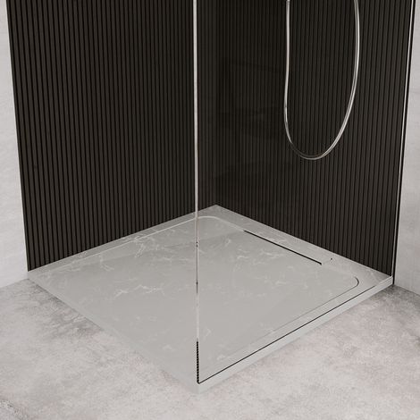 Receveur de douche en pierre naturelle extra plat à poser 80x80cm - gris marbre - ORIGINE (1/3)