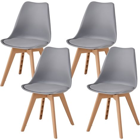 Wokaka - Set di 4 sedie da pranzo - Design scandinavo - Sedie grigie, gambe in polipropilene
