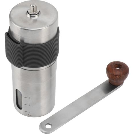 Moulin à café manuel portable en acier inoxydable haute dureté, idéal pour la maison, le bureau, les voyages et les activités de plein air (noir). (1/5)