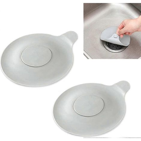 Lot de 2 bouchons de baignoire en silicone, bouchons de vidange universels pour baignoire, lavabo et évier de cuisine (gris, 13 cm) (1/5)