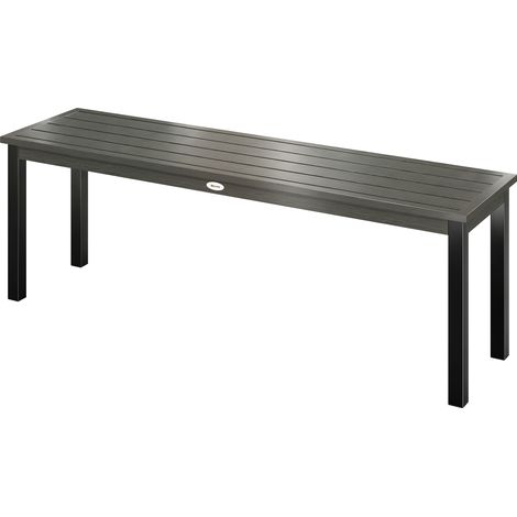 Outsunny Panchina da Esterno 2 Posti a Doghe Effetto Legno e Acciaio Grigio
