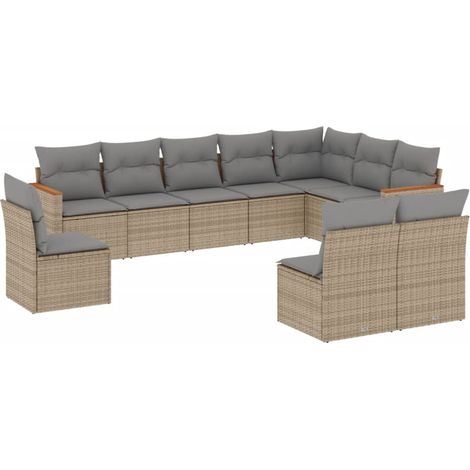 Maison Exclusive - Patio Sofa Set 10 plaza Beige and Grey (1/5)