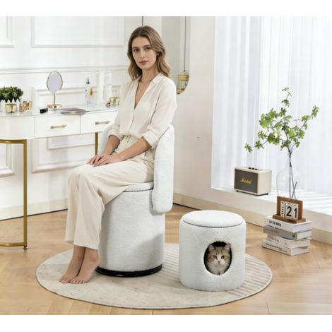 Fauteuil baquet rembourré et élégant : Tabouret de coiffeuse et chaise de salle à manger pivotant à 360°, rangement intégré, fauteuil d'appoint au rembourrage moelleux — Multifonctionnel pour coiffeus