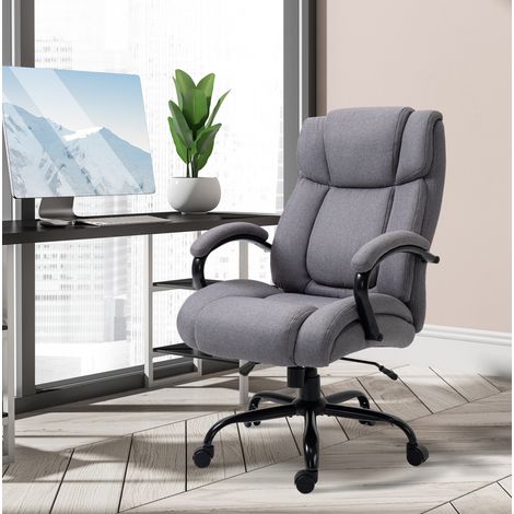 Sedia da ufficio ergonomica in schiuma grigio chiaro, funzione dondolo, pistone a gas, 72,5 x 83 x 110-118 cm (1/5)