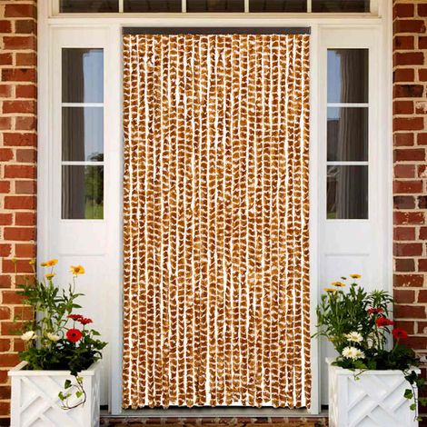 vidaXL Cortina mosquitera chenilla ocre y blanco 100x220 cm (1/5)