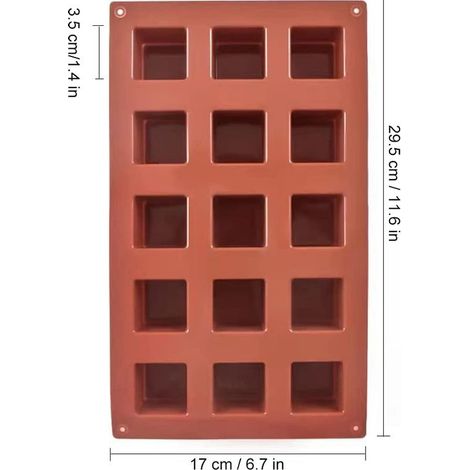 Silikon-Würfelform mit 15 Mulden (3,5 cm Kantenlänge) zur Herstellung von Pralinen, Kuchen, Eiswürfeln und Trüffeln, 2er-Set (1/5)