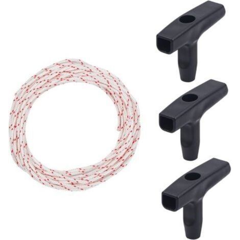 Corde de Démarreur à Rappel 10 Mètres 3,0 mm, Corde de Traction Avec 3 Pièces Poignée de Démarrage pour Pièces de Tondeuse à Gazon Tondeuse à Tronçonneuse Brosse à Bordure Moteur de Coupe (1/5)