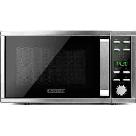 Black & decker bxmz901e forno microonde 900w inox spazzolato, 9 programmi, con grill, 25 litri