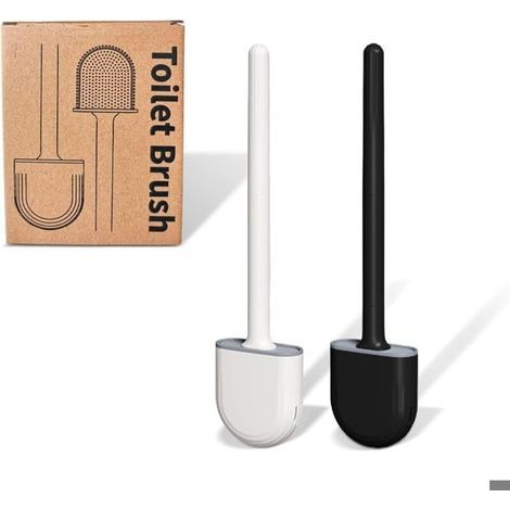 Flache Silikon-Toilettenbürste, 2er-Pack, Toilettenbürste mit Halter, Hänge-Toilettenbürste, Schnelltrocknendes Bürstenset (1/5)
