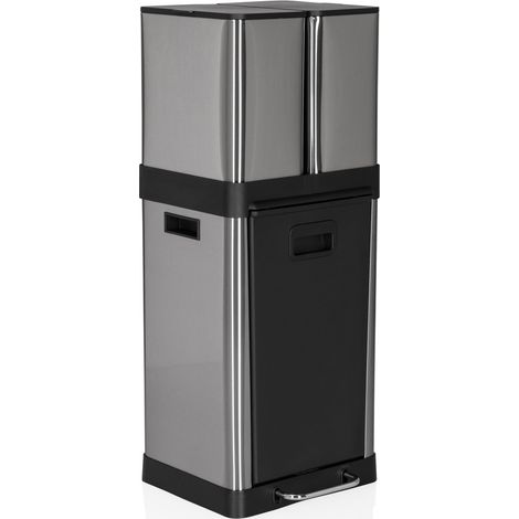 Abfallsammler / Mülltrennsystem CLEAN 3 32L(6Lx2+20L) Stahl satin silber hjh OFFICE (1/5)