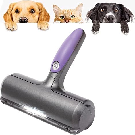 Cat Dog Hair Remover Brush - Vibrating Animal Hair Epilator with LED Light - Reusable Lint Roller for Effortless Cat and Dog Hair Removal (1/5)