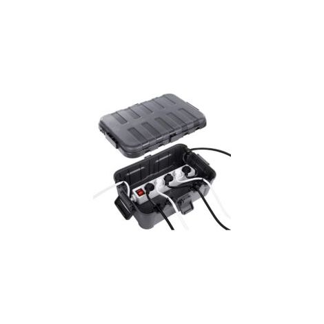 Scatola portacavi extra-large (32 x 22 x 13 cm), impermeabile IP54, cavo sicuro per esterni, copripresa resistente alle intemperie per proteggere la ciabatta, presa con timer, grigio - Crezuo
