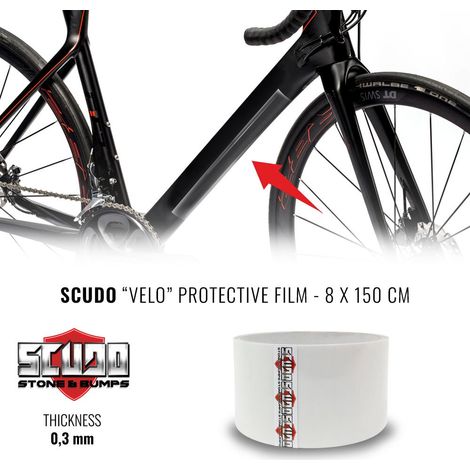 Pellicola Adesiva Scudo Velo per Protezione Telaio Bici, Spessore 0,3 mm - Dimensione: 8 X 150 CM
