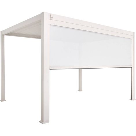 Louvered pergola aluminium 4 x 3m and a 4m blind beige - Triomphe