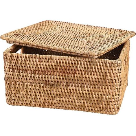 Rattan Storage Basket with Lid 33x25x16cm (1/2)