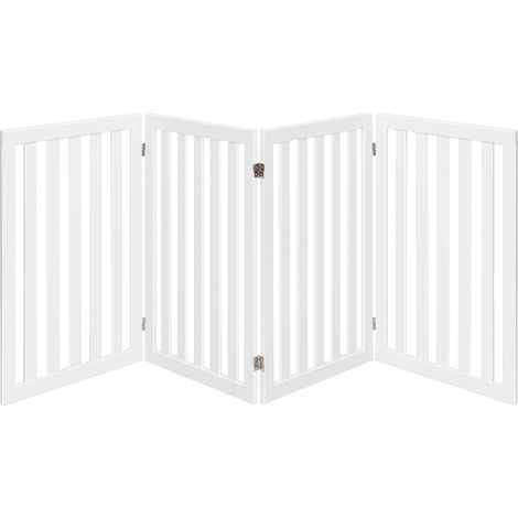 Barrière Autoportante Chien 4 Panneaux Bois Charnières Métalliques 360° Antidérapants Blanc CW30054 (1/2)