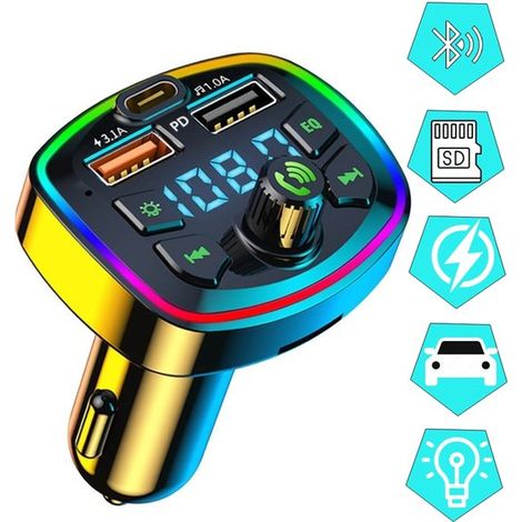 Transmisor FM Bluetooth. Transmisor Bluetooth - Kit para coche - Manos libres - MP3 - USB - Tarjeta SD - Cargador rápido - Receptor de audio (1/5)