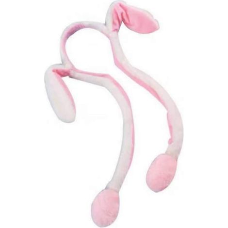 Fascia per capelli in peluche con orecchie da coniglio animate e luci a LED, orecchie da coniglio danzanti e mobili, accessorio per costume da animale dei cartoni animati (Bianco) (1/5)