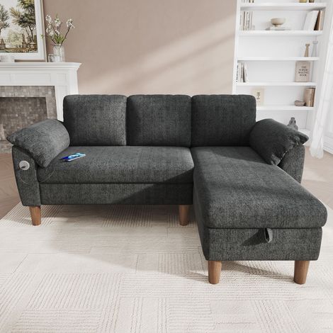 Modulares Ecksofa aus Chenille in Grau 181 x 125 x 88 cm HOMAIRE (1/5)
