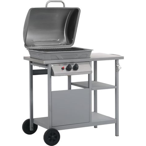 Maison Exclusive - Barbecue e Griglia a Gas con 3 Ripiani e Tavolinetto Argento