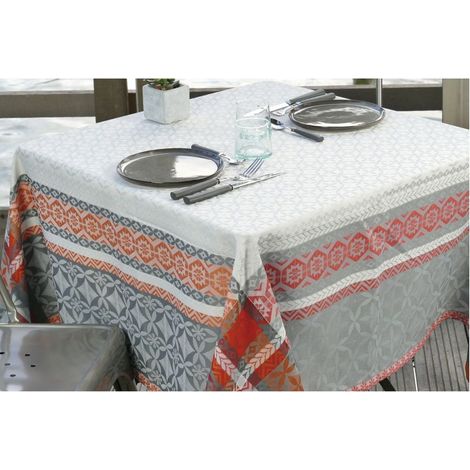 Nappe enduite Maréva 150 x 300 cm - gris et Orange