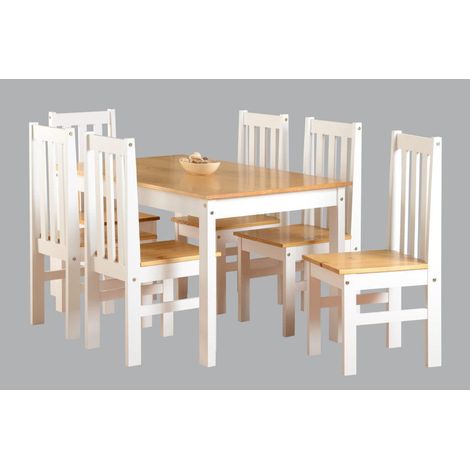 Ludlow 1+6 Dining Set - White/Oak Lacquer (1/5)