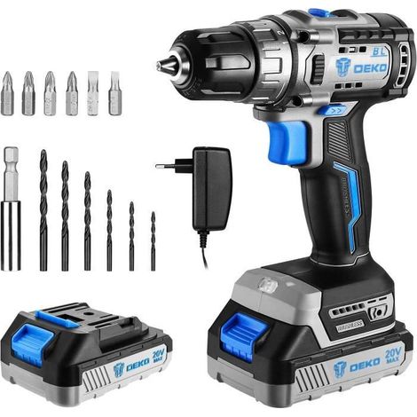 Perceuse-visseuse sans balais - DEKO - 20V - Mandrin sans clé - Couple 371 in-lbs - Vitesse variable 2 (1/4)