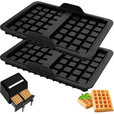 Moules à gaufres belges - Lot de 2, gris, empilables en silicone - Compatibles avec les gaufriers Ninja AF300EU, AF400EU, AF451EU et SL400EU - Moules non inclus (1/5)