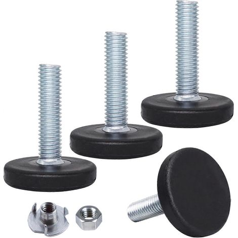 verstellbare Schrankbeine, Möbelnivellierfüße M8 x 20 mm, verstellbare runde Metallbeine, Gewindebolzen M8, Nivelliergleiter (inkl. Muttern) (-M8 x 30 mm und Muttern-)