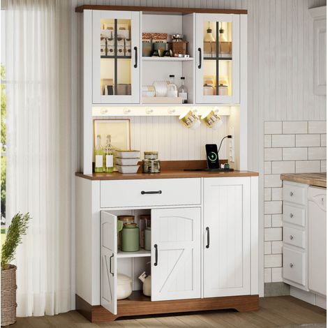 Schrank Aufbewahrungsmöbel 185x105x40 cm LED Naturweiß OKMYHOME (1/5)
