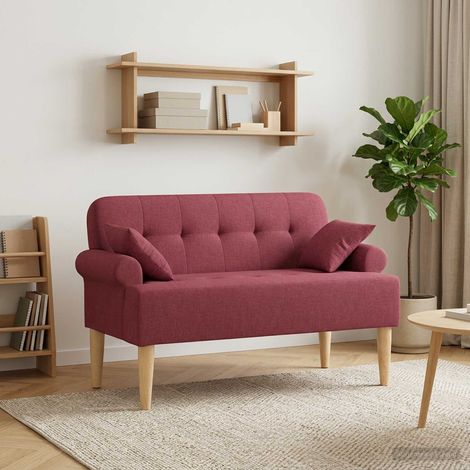 vidaXL Loveseat con bottoni imbottiti Rosso Vino 120 x 65 x 79 cm