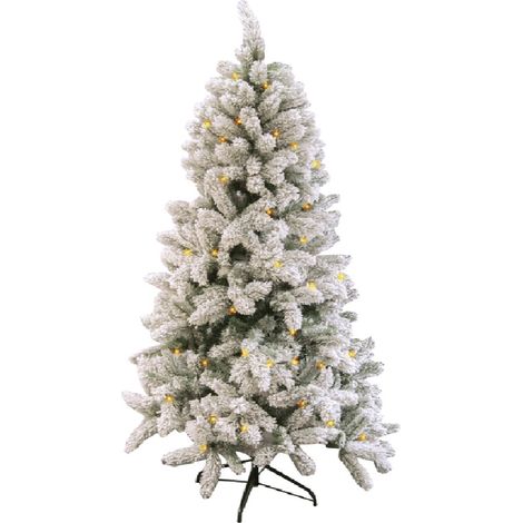 Albero di Natale Bianco Innevato alto 180 ricco di 660 punte 280 luci led gialle bianco caldo PVC Magia Natalizia elegante apertura ad ombrello (1/3)