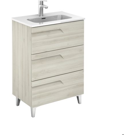 ROYO VITALE Mueble de Baño con Lavabo Fondo Reducido 3 Cajones Blanco Nature - Medida: 60 CMS - ref: C0072377 (1/2)