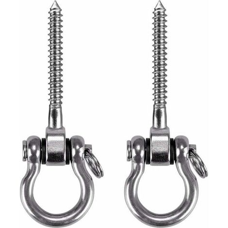 2 Pièces Crochet a Visser, Acier Inoxydable 304 Robuste 180° Crochet Plafond pour Aire de Jeux Intérieure Extérieure Yoga, Hamac,Corde, Balançoire, Suspendue Chaise, Sac de Boxe, Max 450kg (1/4)