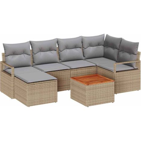 Garden Sofa Set with Cushion 8 pcs Beige Poly Rattan vidaXL (1/5)