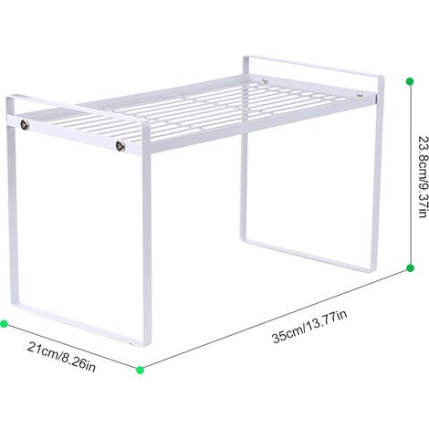 Étagère de rangement organisateur placard cuisine et comptoir métal enduit poudre blanc 2 niveaux multifonction robuste 10kg (1/2)