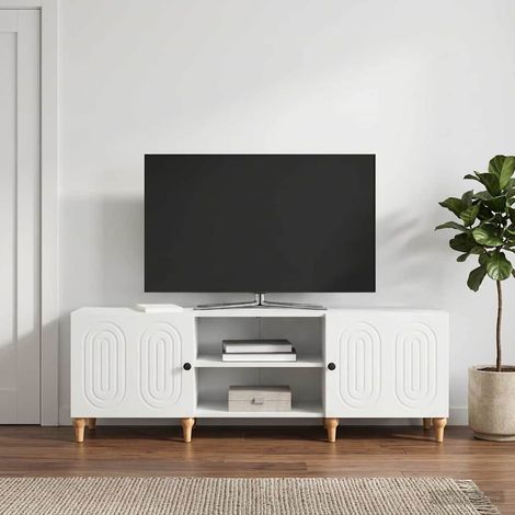 vidaXL Meuble TV Blanc 150 x 31 x 50 cm Bois d'ingénierie (1/5)