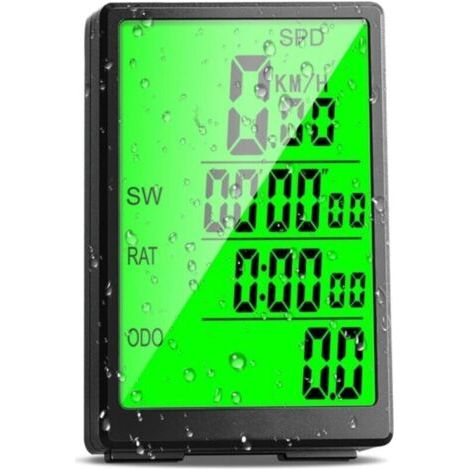 Compteur de vélo sans fil, 31 fonctions compteur de vitesse, grand écran de 3", compteur de vitesse de vélo étanche, sans fil, réveil automatique, compteur de vitesse, compteur kilométrique (1/5)