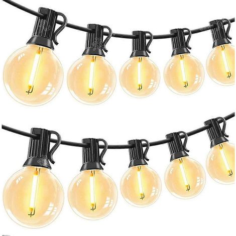Guirlande Lumineuse Exterieure 15M, 20+2 G40-Ampullen, einsteckbar, Tanche, Guirlande Guinguette LED-anschließbar, Blanc Chaud, Plug&Play, für Intrieur-Glas