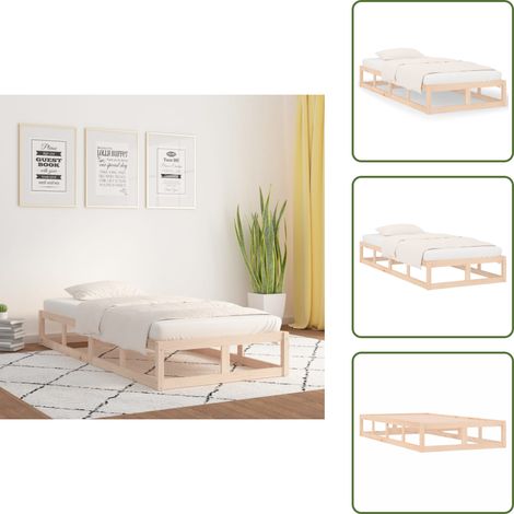 Cadre de lit sans matelas 90x200 cm bois massif - Cadre De Lit - Lit Simple - Lit En Bois - Bois Massif - Lit Design (1/5)