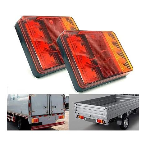 Luz trasera impermeable de 8 LED, 2 unidades, rojo/amarillo, 12 V, adecuada para remolques, camiones, barcos, coches, advertencia elegante (1/5)