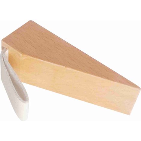 Butoir de porte en bois de hêtre antidérapant et silencieux, avec bande blanche, idéal pour chambre ou bureau. (1/5)