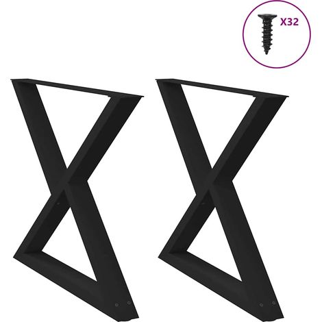 Esstisch Beine 2 Stück Schwarz 90x(72-73,3) cm Stahl