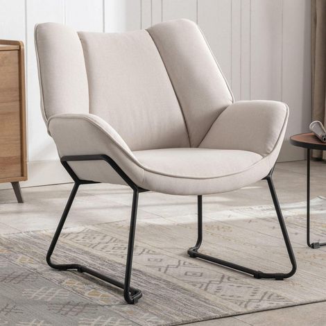 Loungesessel Beige mit Metallbeinen, moderner Lesesessel, gepolstert (1/5)