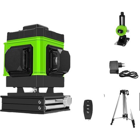 Nivel láser de haz verde, cobertura de 4x360°, control remoto, múltiples aplicaciones. (1/2)